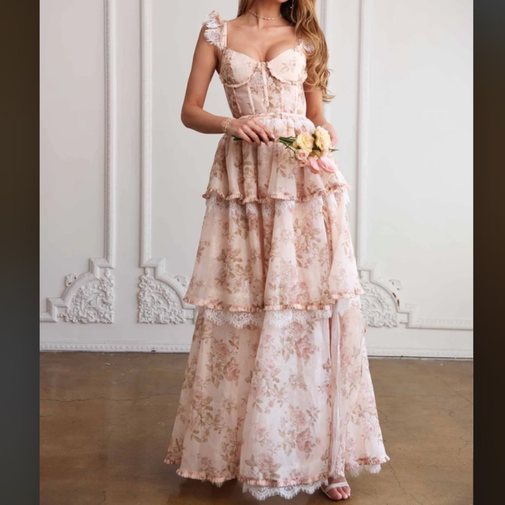The Jolie Dress in Peach Tapestry by V. Chapman -NWT